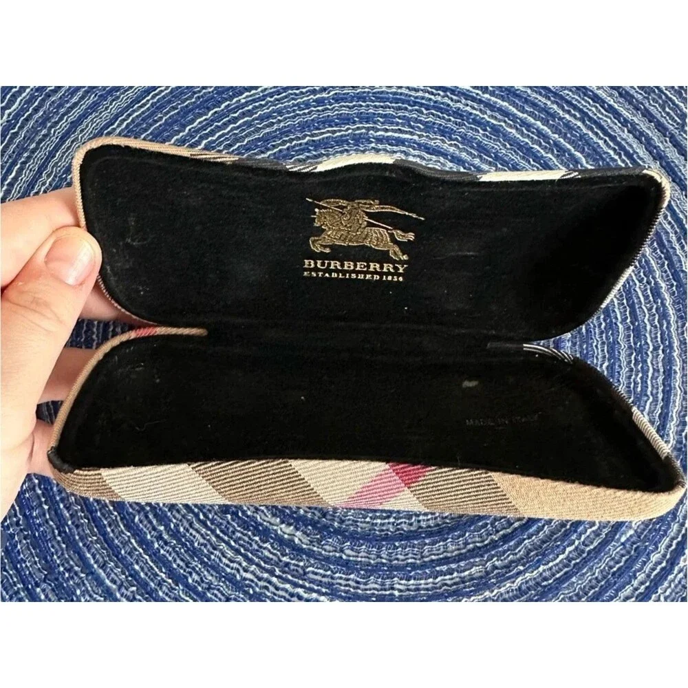 Burberry Nova Check Eyeglasses Hard Case Beige Black Plaid Glasses Case